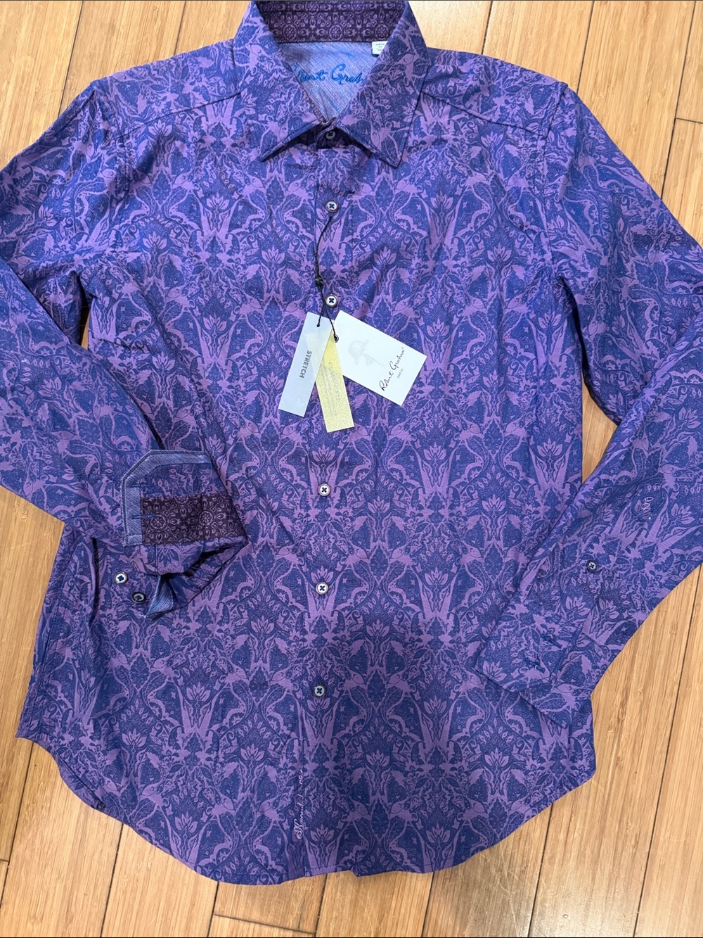 Robert Graham Purple Floral-Pattern Dress Shirt